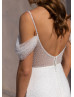 Ivory Glitter Lace V Back Wedding Dress With Detachable Straps